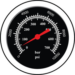 Compound Pressure Gauge with Bar and PSI meter liquid filled vector illustration