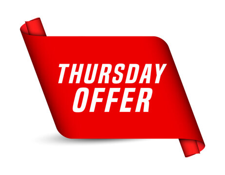 Colorful vector flat design banner thursday offer. This sign is well adapted for web design.