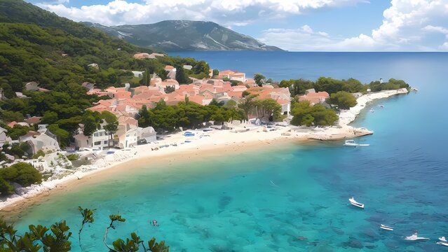  Beautiful Bay near Brela Town, Makarska Rivera, Dalmatia, Croatia