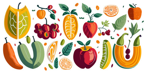 Rustic Hand-Drawn Fruit Sketches Vector Pack
