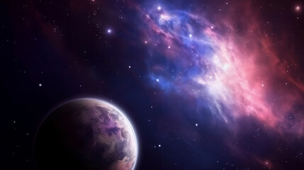 Naklejka na ściany i meble Nebula and galaxies in space, generative ai