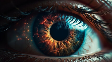 Eye look like nebula, space in eye, closeup, generative ai