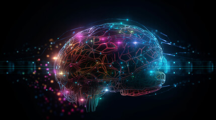 Fototapeta premium Organic brain interface with circuits connections, generative ai