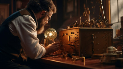 The inventor in work. Created using generative AI.