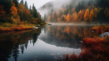 Autumn in the mountains. Created using generative AI.