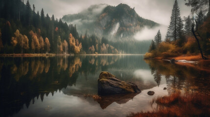 Morning in the mountains. Created using generative AI.