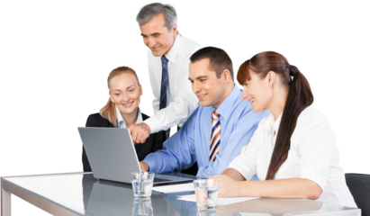 Successful business team working with laptop