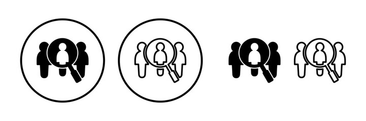 Hiring icon vector. search job vacancy icon. magnifying glass looking for people