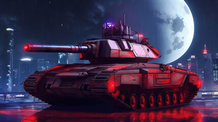 Small cyberpunk tank with futuristic look, generative ai