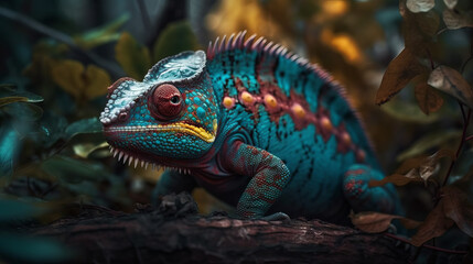 Lizard in forest, generative ai