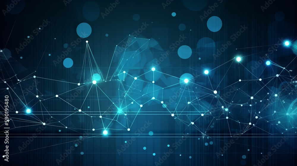 Fototapete technical background with data network, generative ai