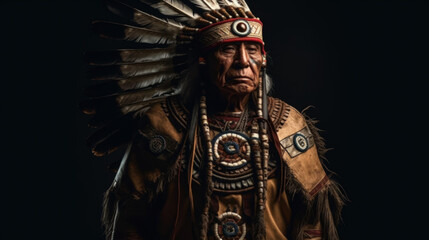 Victorious american indian warrior, fictional person, generative ai