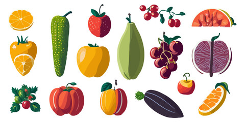 Vector Illustrations of Colorful Fruits for Vibrant Designs