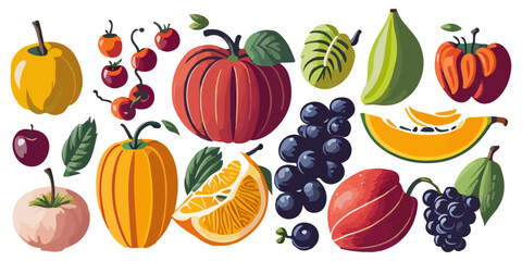 Vector Set of Traditional Fruits for Classic Designs
