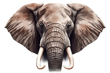Elephant Head, Animal, Illustration Isolated On White Background, Made Using Generative Ai