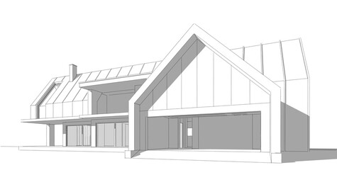 Sketch of a house 3d rendering