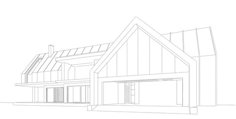 Sketch of a house 3d rendering