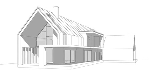 Sketch of a house 3d rendering