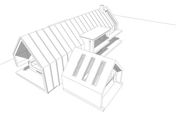 Sketch of a house 3d rendering