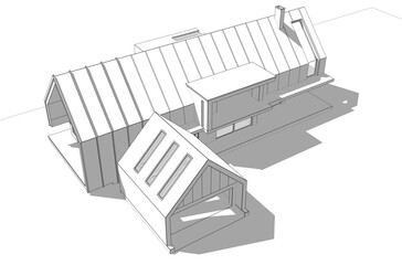 Sketch of a house 3d rendering