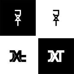 jxt lettering initial monogram logo design set