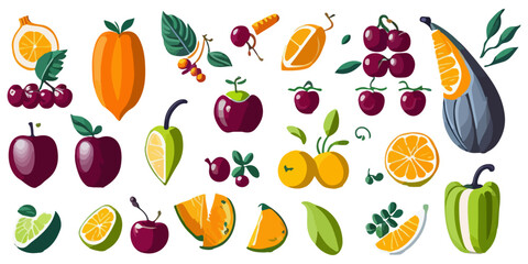 Vibrant and Colorful Fruit Vector Illustrations