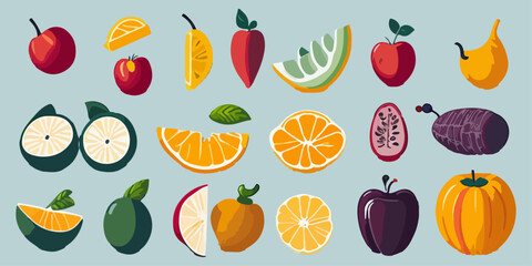 Popular Fruit Illustrations in Vector Set