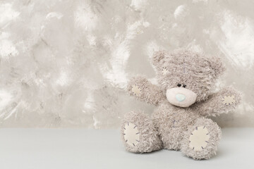 Cute teddy bear on light background