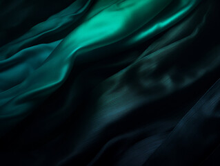 Black blue green gradient, dark matte textured background, elegant design space, generative AI
