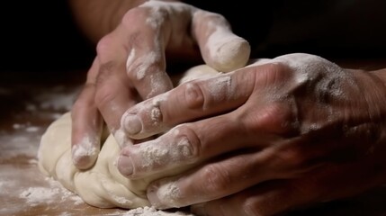 Fototapeta na wymiar workers hands kneading dough