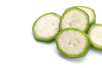 Raw banana isolated on white background.