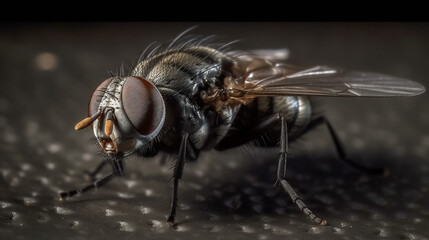 Common fly in extreme close-up, generative AI