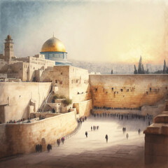 Beautiful Pastel Colors of The Western Wall, Israel