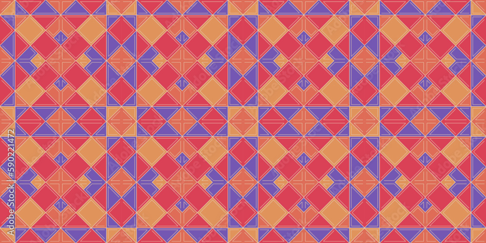 Poster abstract multi-colored geometric pattern. a vibrant, multi-colored seamless pattern fills the frame,