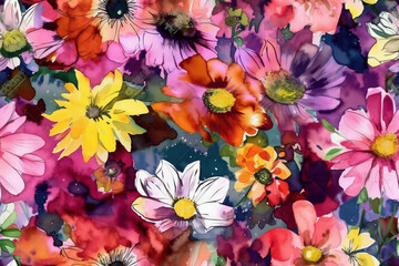 Colorful Flowers Background-Generative AI Art, Add a pop of color to your projects with beautiful Generative AI Art flowers. Perfect for backgrounds, cards, and invitations.