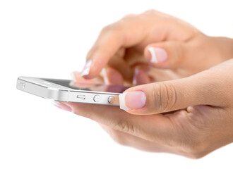 Hands Using iPhone with Black Screen