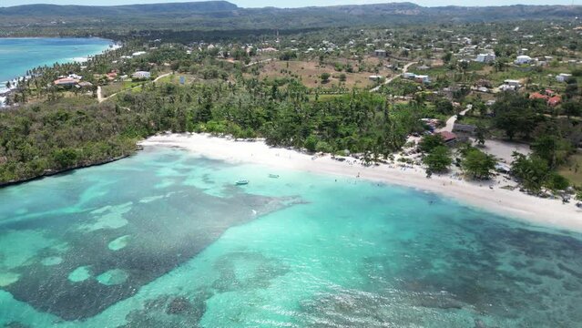 Beach La Playita in Dominican Republic , Las Galeras Samana, Drone video Landscape