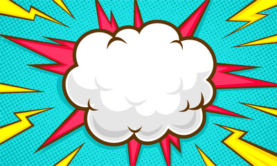 Colorful comic background with cloud illustration