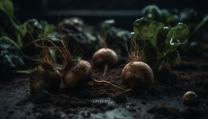 Obraz premium Turnip just pulled - Generative AI