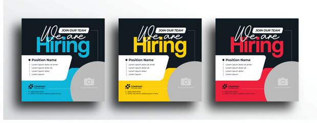 We are hiring job vacancy square banner social media post template