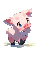 Piglet, cartoon animal in flat style, AI generative. Perfect for use in designs, websites, AI generative.
