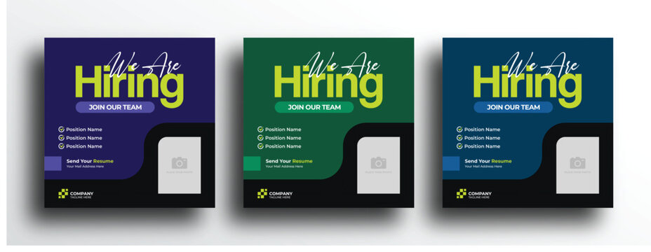 Company employee hiring square banner social media post template