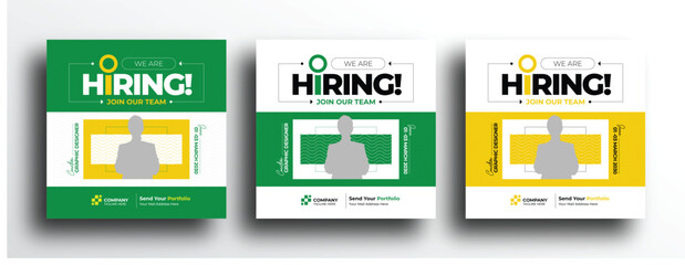 Obraz na płótnie Canvas Clean and creative hiring job vacancy social media post banner template