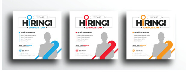 Modern and creative hiring square banner template design for social media post - obrazy, fototapety, plakaty
