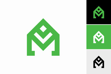 Obraz premium Initial Letter m with home Vector Logo Design Template