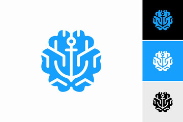 brain with anchor logo vector © beryl.std