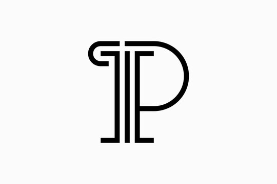 Initial Letter P with pillar law Vector Logo Design Template