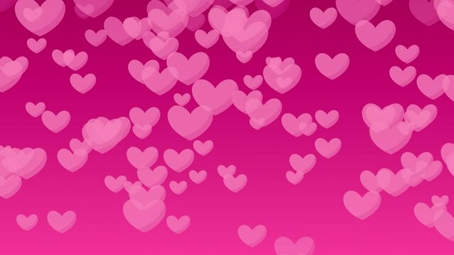 Pink hearts moving up on a pink gradation 4k background at 60fps