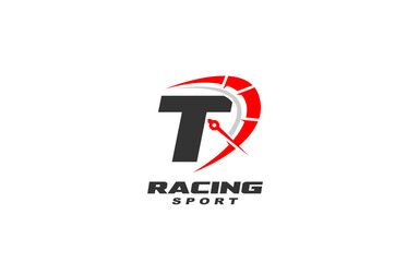 T Logo letter with RACING SPEED concept for template 