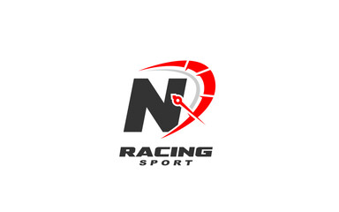 N Logo letter with RACING SPEED concept for template 
